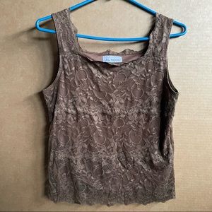 J.G. Hook lace brown tank blouse